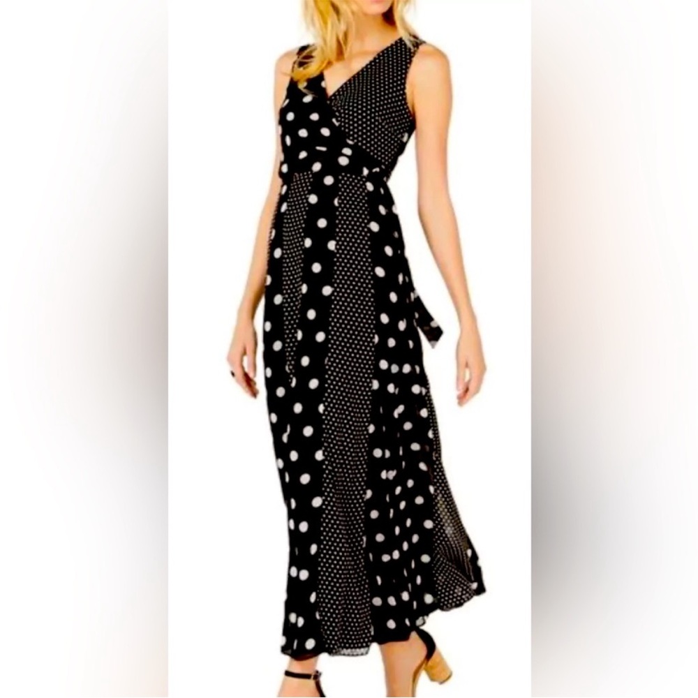 INC Black and White Polka Dot Maxi Dress NWT